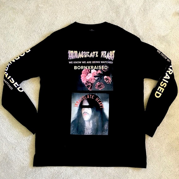 BORN X RAISED Immaculate heart long sleeve shirt BLK size XL - Picture 1 of 7